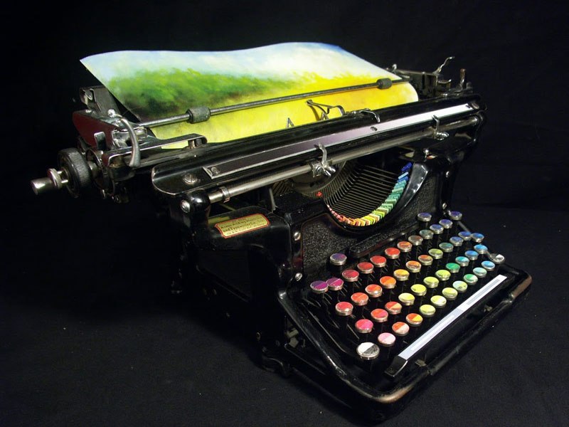 Colorful painting typewriter